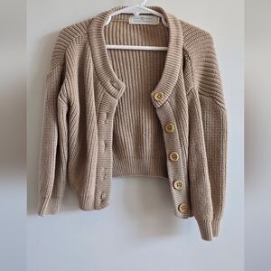 Colored Organics Beige Knit Cardigan